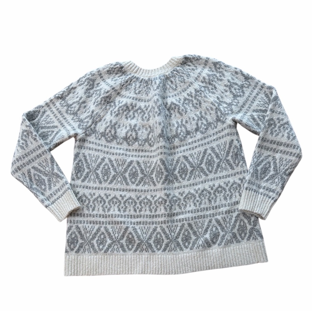 J. Jill Nordic Fair Isle sweater in gray and white